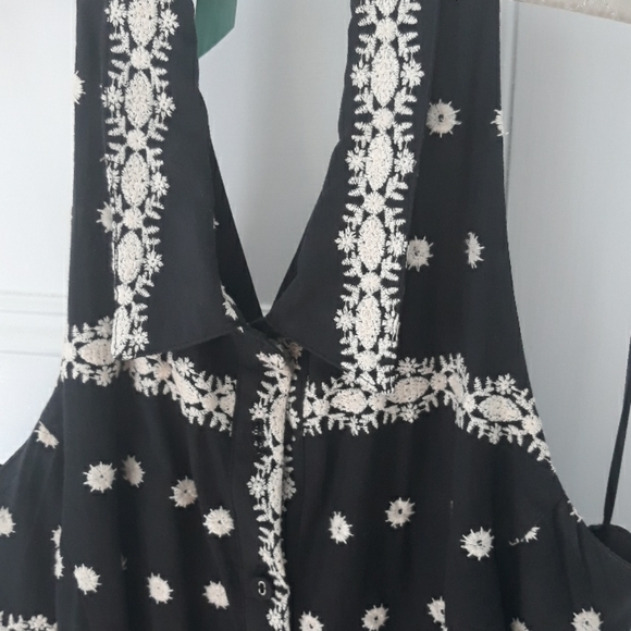 Anthro Eva Franco black floral halter shirt dress - Picture 4 of 12